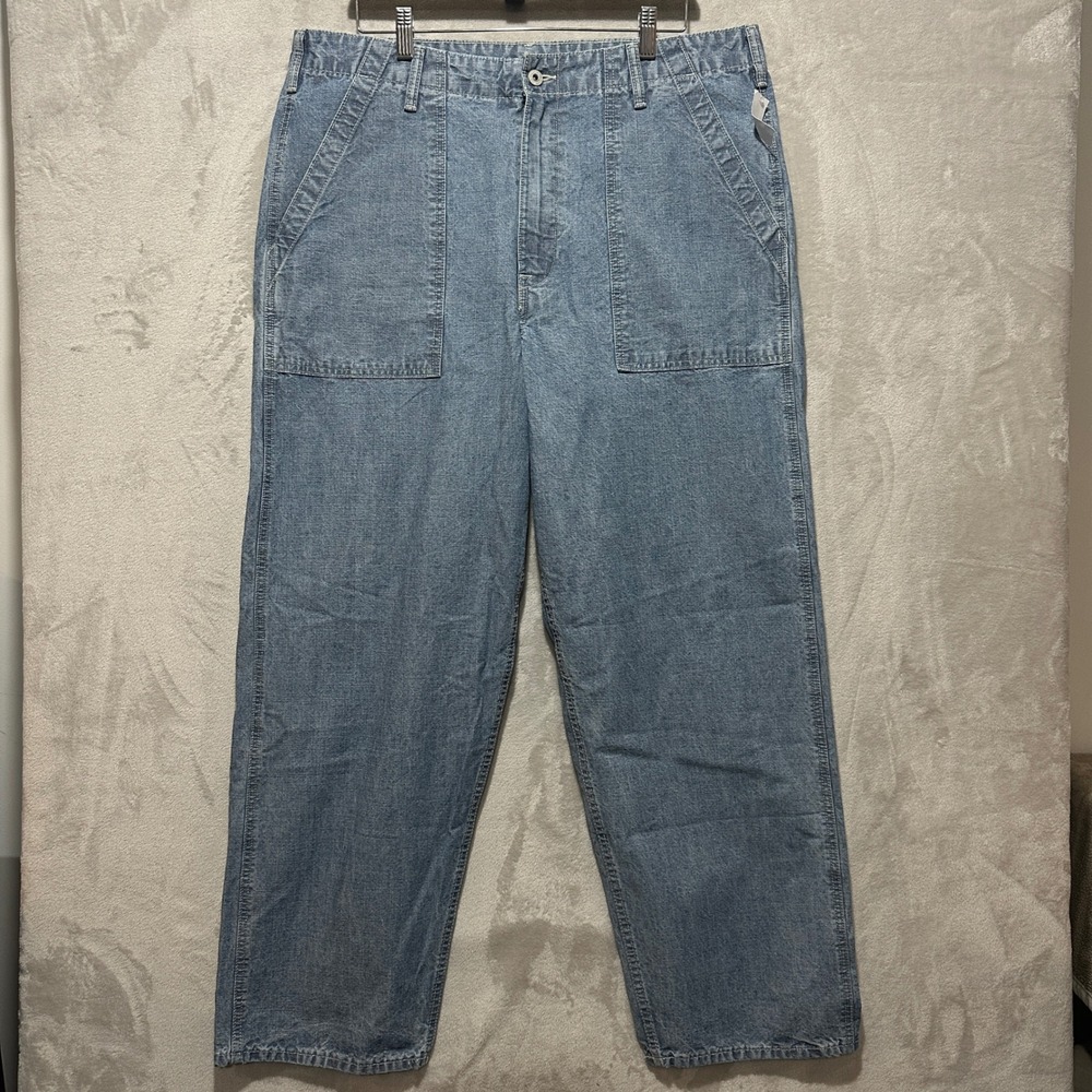 Gap Baggy Fit 1969 Chambray Utility Pants Mens 36 Blue Denim 803922-00-1 NWT
